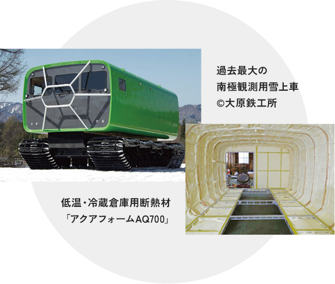 南極観測用雪上車に採用された高断熱・高気密のアクアフォーム断熱材
