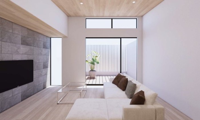 【西宮市中屋町】
コントラストが映える外観と、異素材を楽しむインテリア